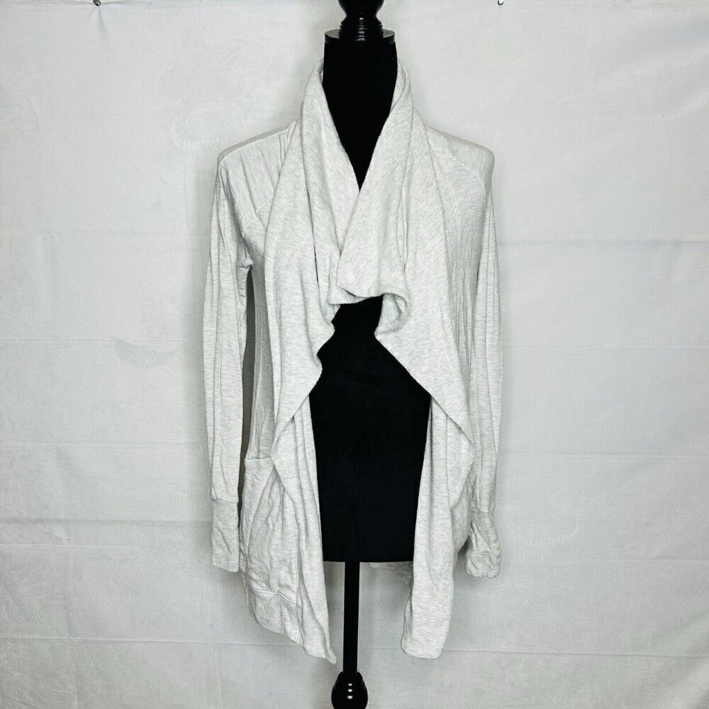 ATHLETA Pranayama Restore Wrap Open Cardigan Sweater Heather Gray Sz XXS